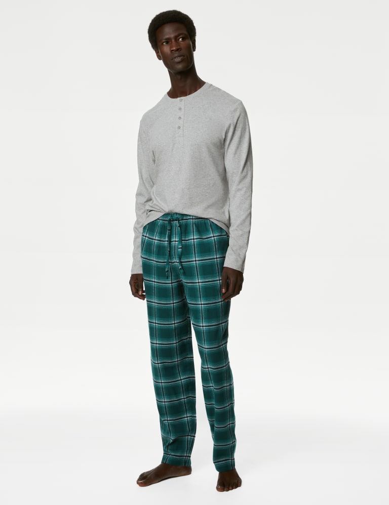 Brushed Cotton Checked Pyjama Set, M&S Collection