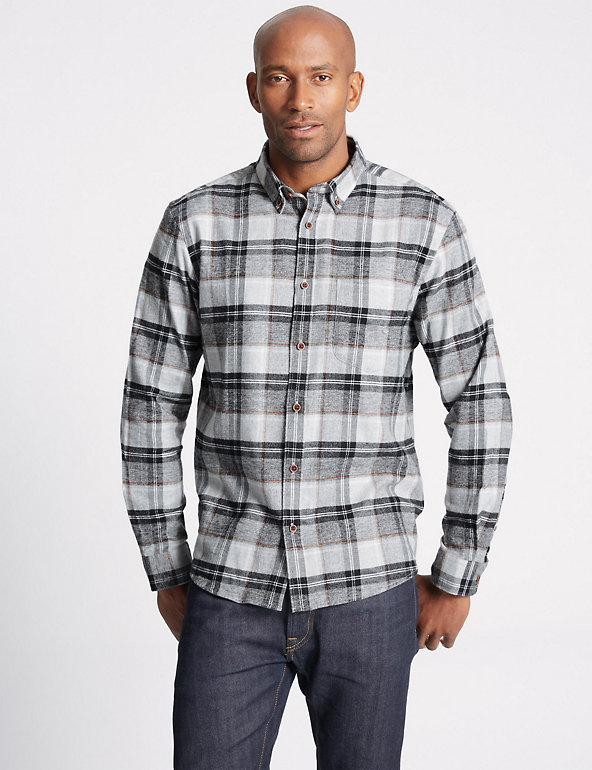 NEW M&S COLLECTION Brushed Cotton Checked Shirt RRP £29.50 UK Size XXXL 