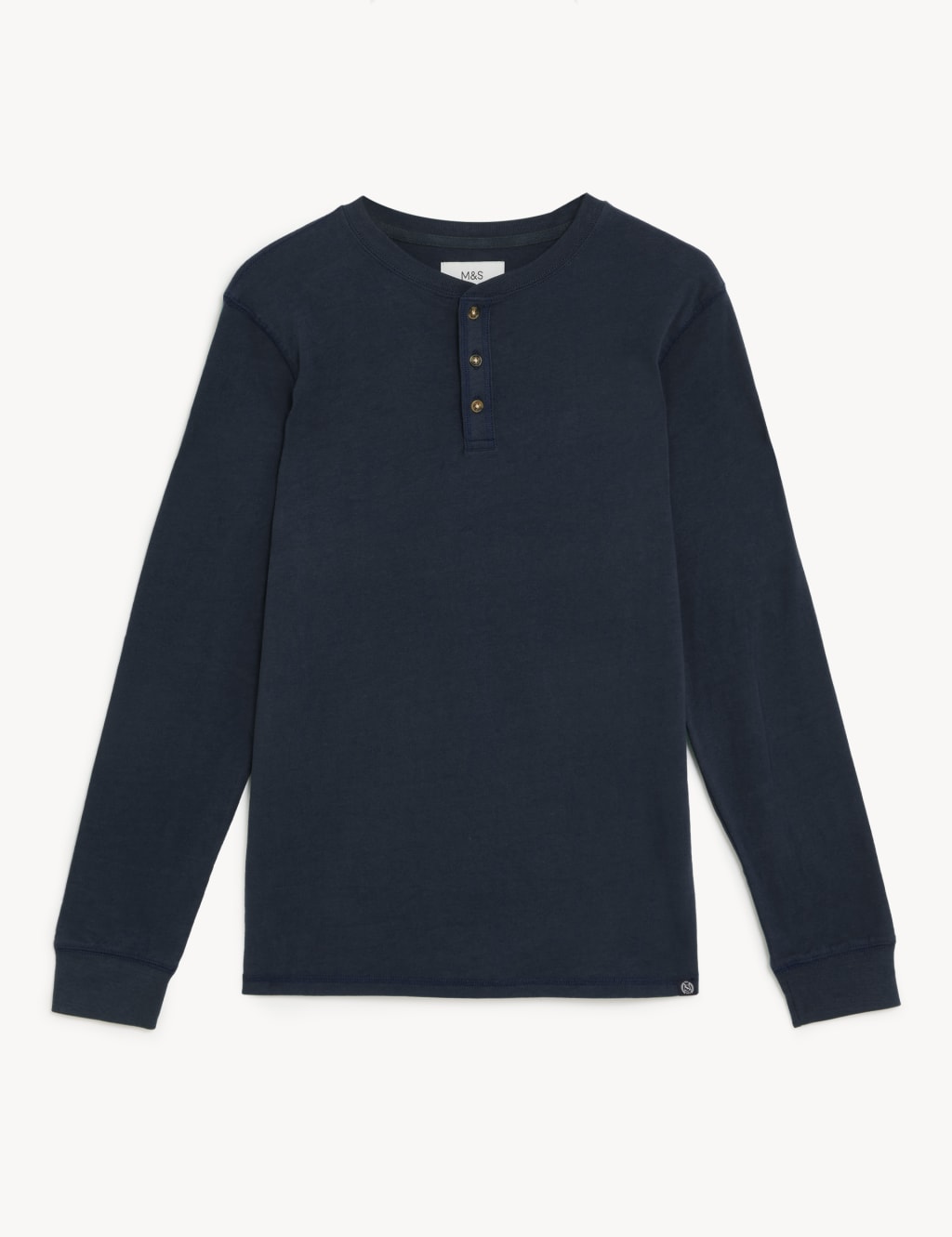 Brushed Cotton Crew Neck Henley T-Shirt | M&S Collection | M&S