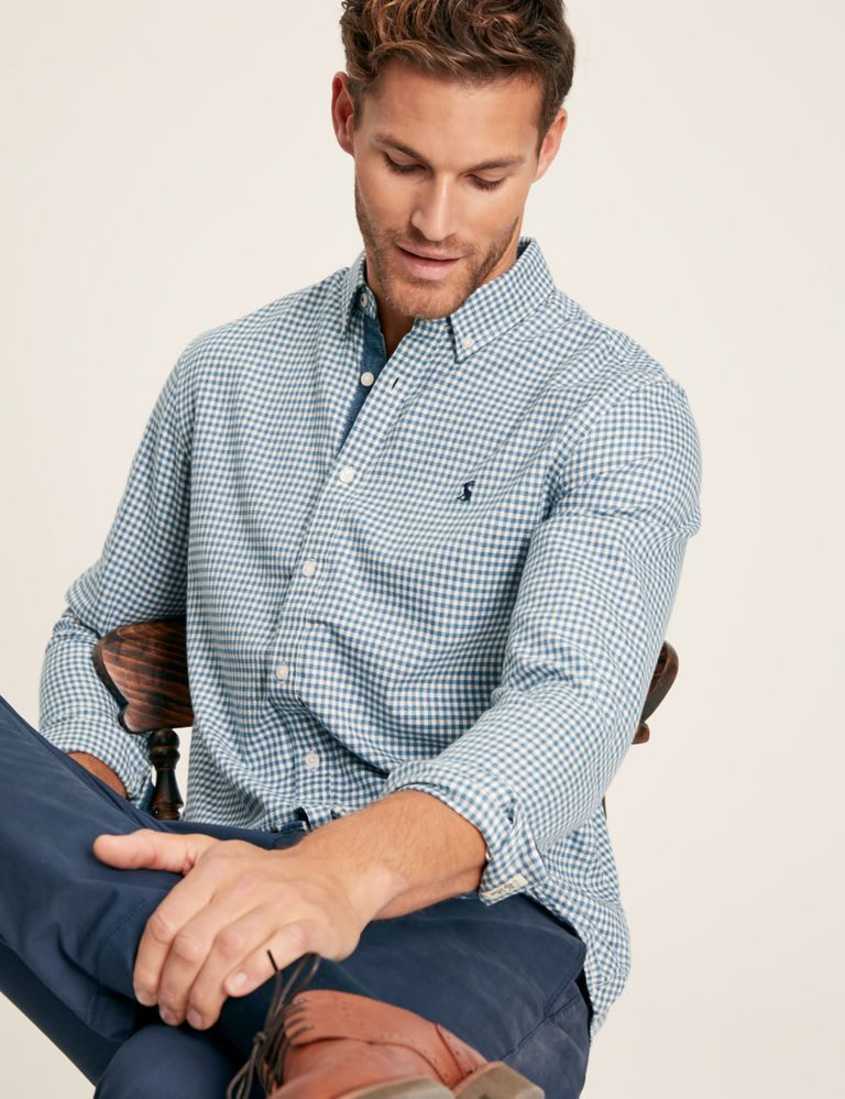 Brushed Cotton Gingham Check Oxford Shirt 3 of 7