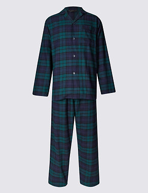 Brushed Cotton Stay Soft Checked Pyjamas Image 2 of 4