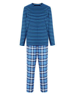 Brushed Cotton T-Shirt & Checked Trousers Set Image 2 of 6