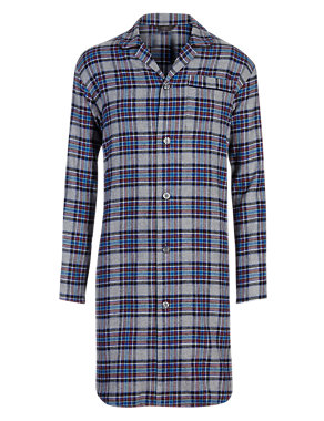 Brushed Cotton Thermal Checked Nightshirt Image 2 of 3