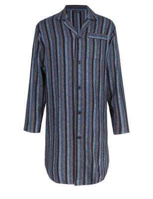 Brushed Cotton Thermal Striped Nightshirt M S Collection M S