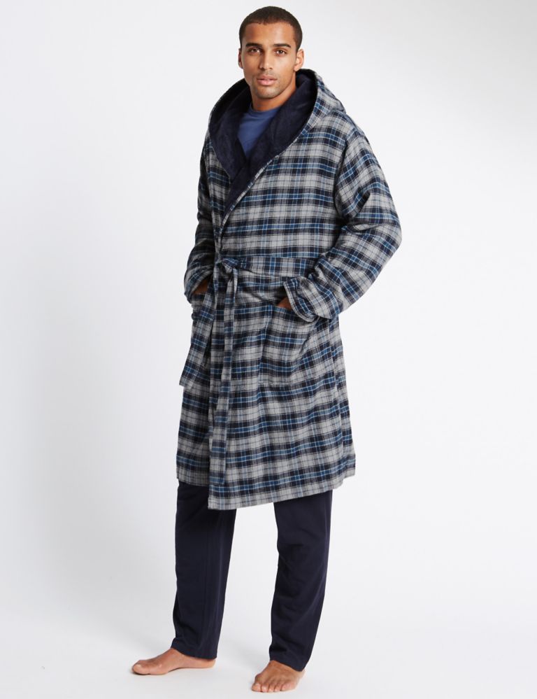 Brushed Cotton with Fleece Lining Checked Gown 1 of 3