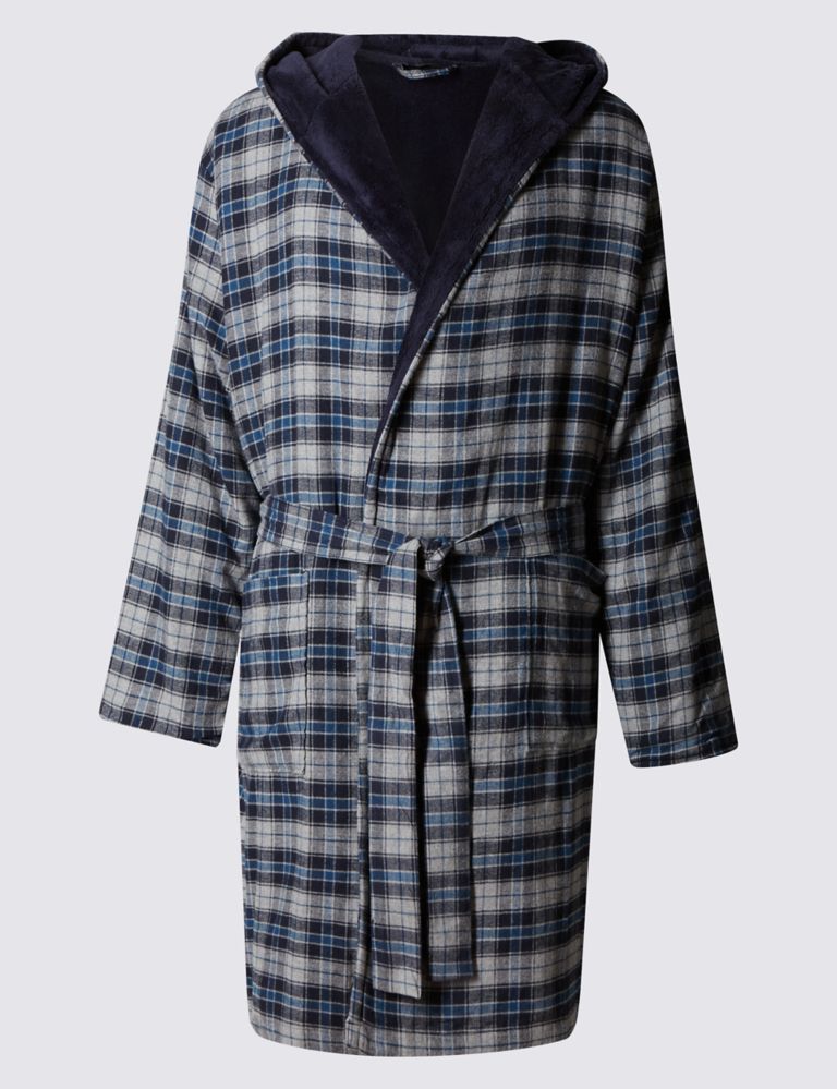 Brushed Cotton with Fleece Lining Checked Gown 2 of 3