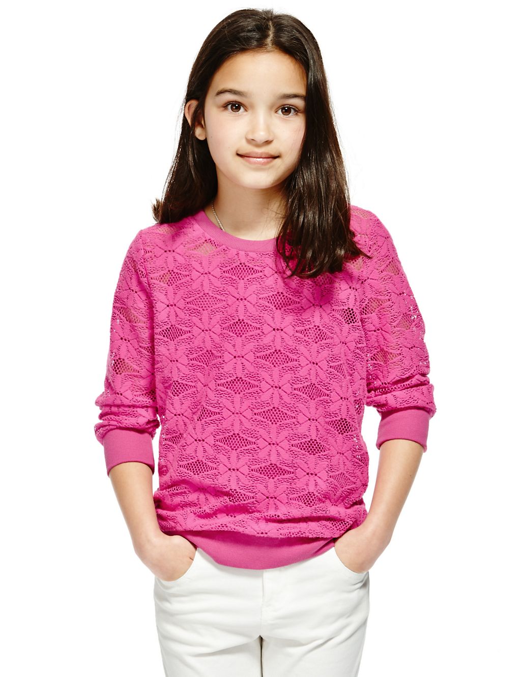Brushed Floral Lace Sweatshirt with Camisole (5-14 Years) 3 of 3