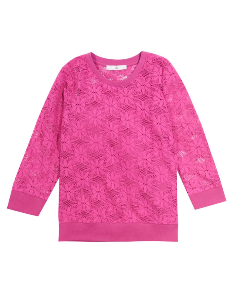 Brushed Floral Lace Sweatshirt with Camisole (5-14 Years) 2 of 3