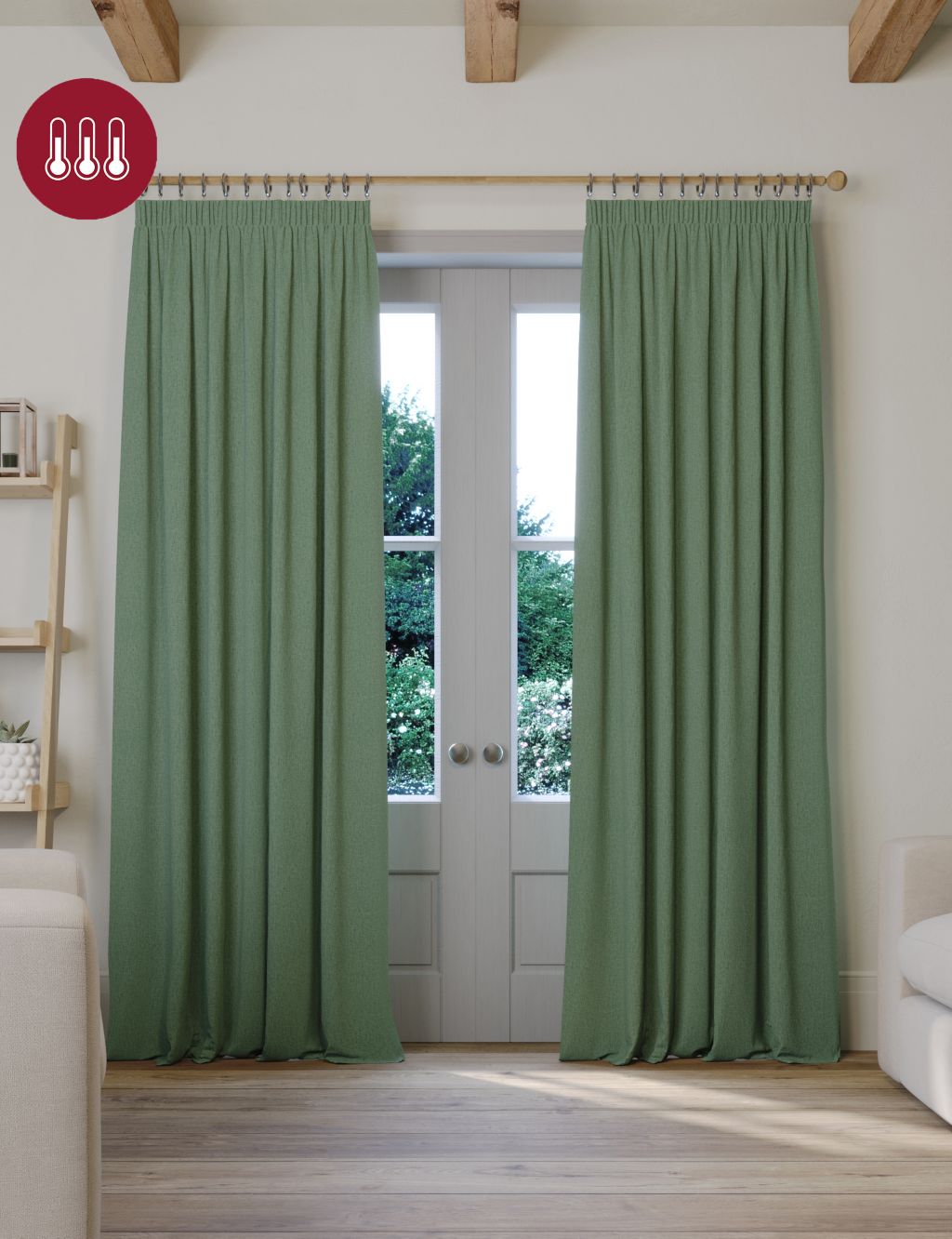 Brushed Pencil Pleat Blackout Temperature Smart Curtains 2 of 7