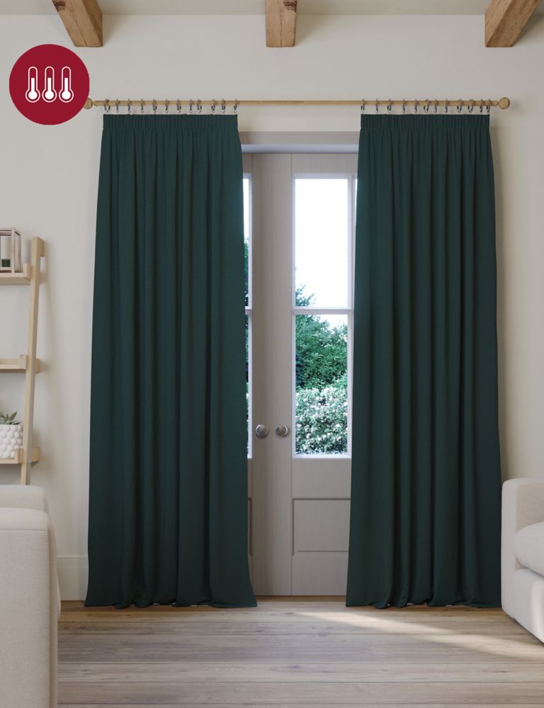 Brushed Pencil Pleat Blackout Temperature Smart Curtains 3 of 7