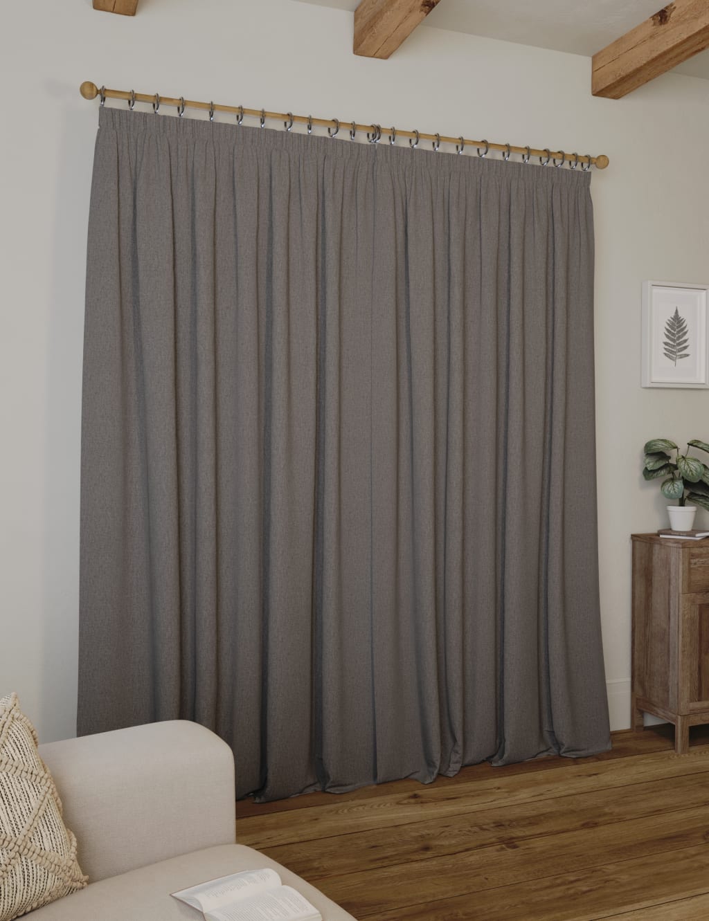 Brushed Pencil Pleat Blackout Thermal Curtains M&S Collection M&S