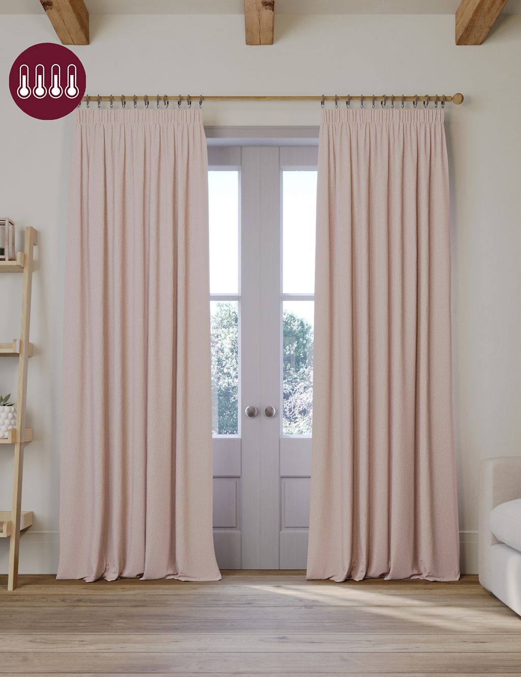 Brushed Pencil Pleat Blackout Ultra Temperature Smart Curtains 1 of 4