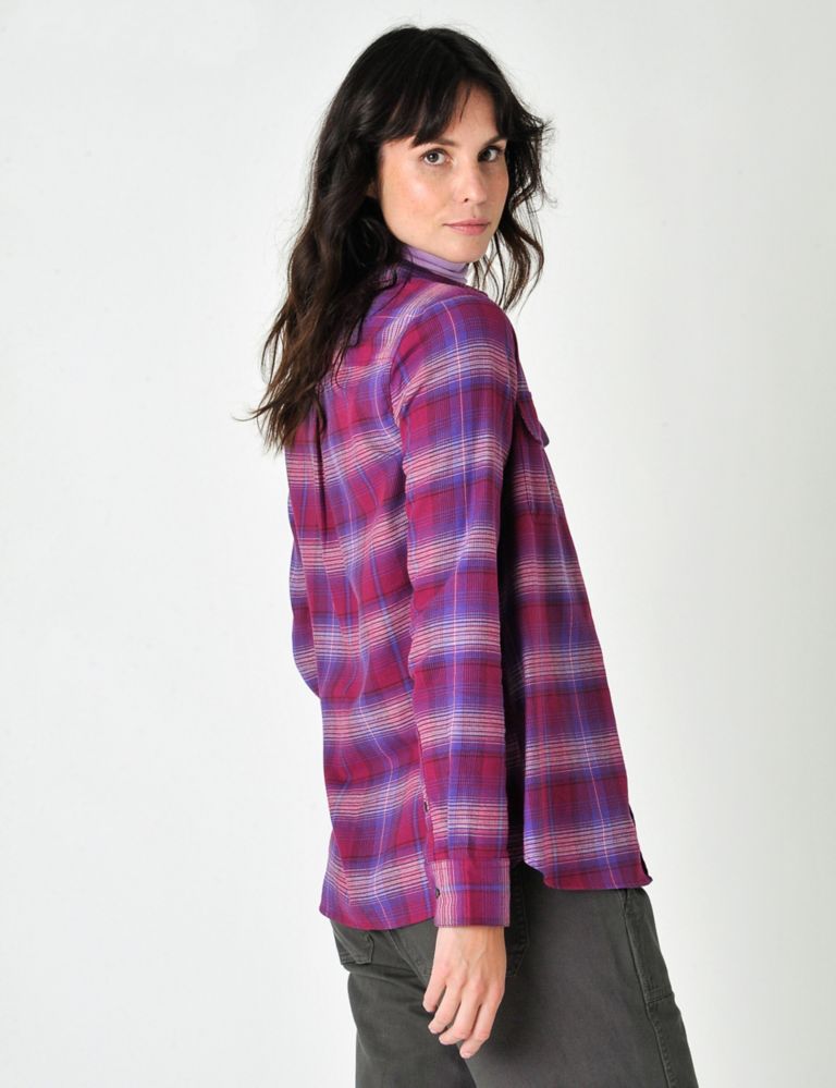Brushed Pure Cotton Checked Collared Shirt | Burgs | M&S