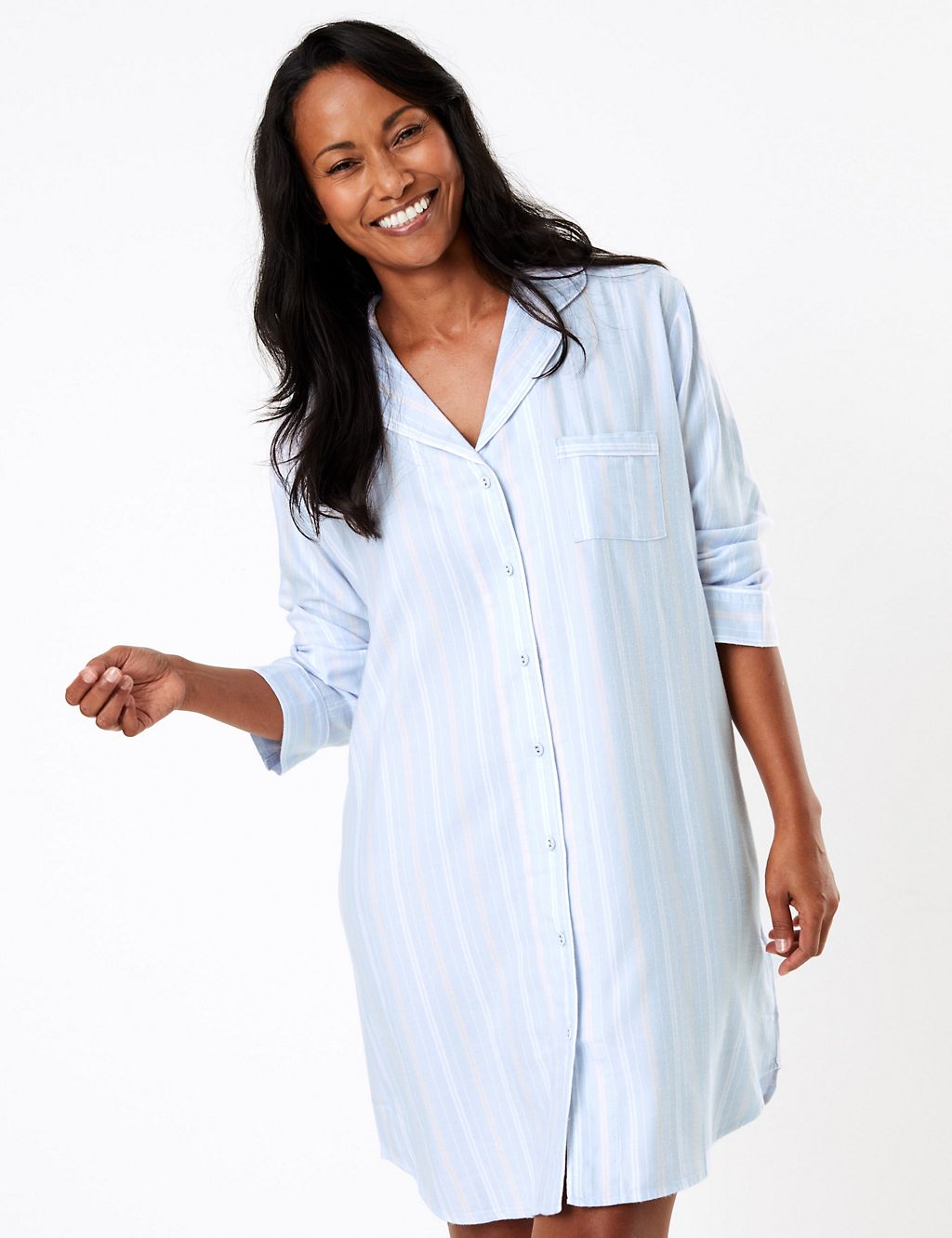 Brushed Striped Woven Nightshirt 3 of 5