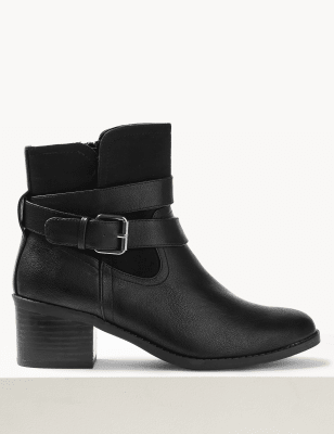 black buckle ankle boots