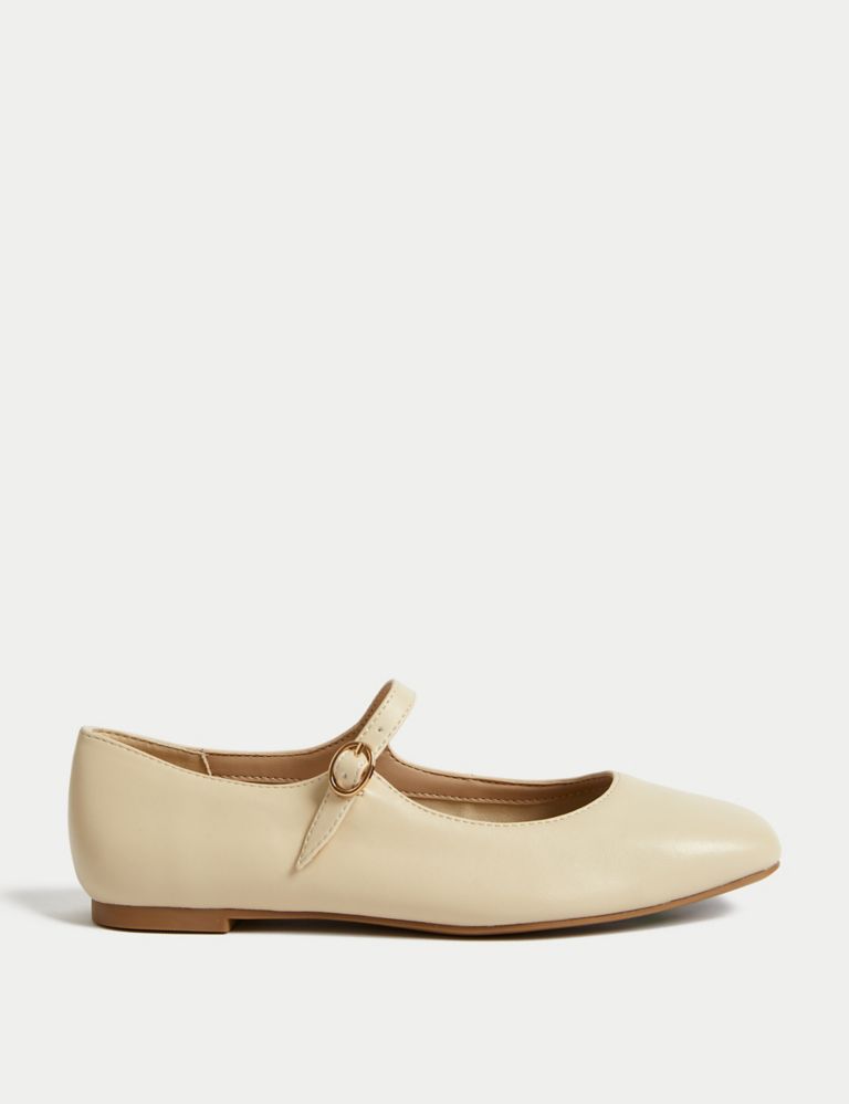 Buckle Flat Square Toe Ballet Pumps 1 of 3