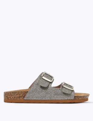 Leather Buckle Footbed Sliders, M&S Collection