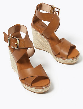 Buckle Strappy Wedge Espadrilles Image 2 of 4