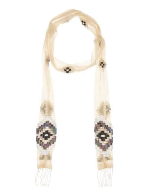 Bugle Bead Embellished Mesh Scarf Necklace Image 1 of 2