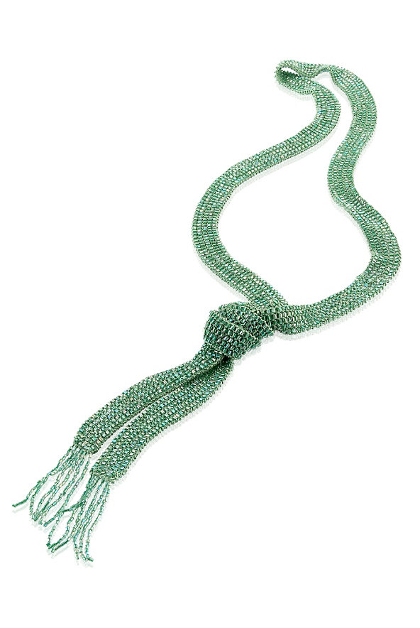 Bugle Bead Knot Tassel Necklace Image 1 of 2