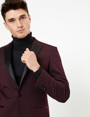 Mens burgundy dinner on sale jacket