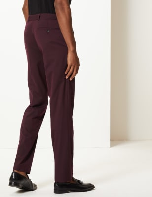 burgundy slim fit pants