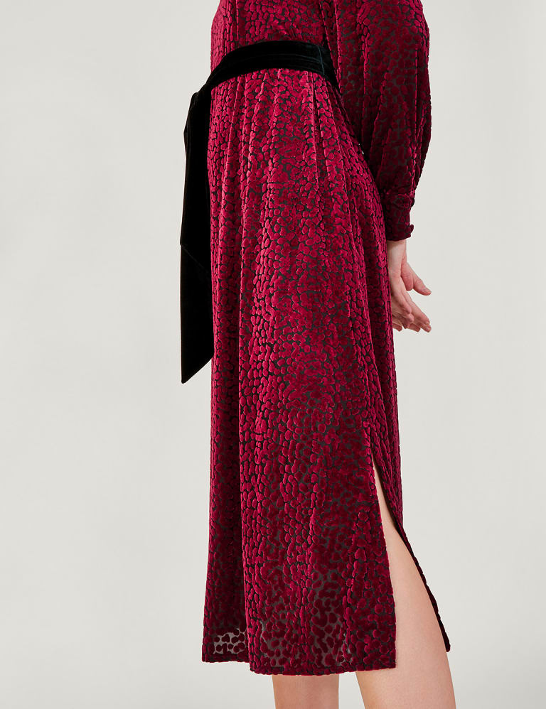 Burnout High Neck Midi Waisted Dress Monsoon M S