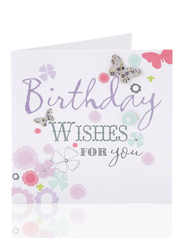Butterfly Birthday Wishes Card Image 1 of 2