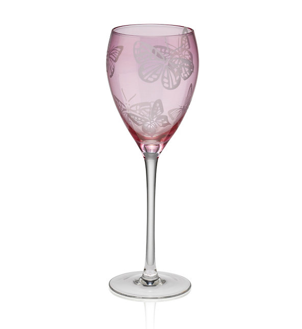 Butterfly Etched Wine Glass Image 1 of 2
