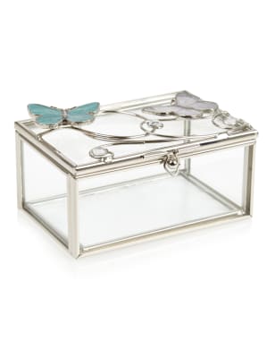Butterfly Glass Small Jewellery Box M&S Collection M&S