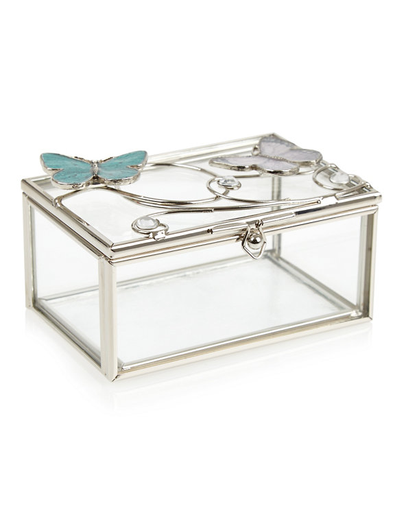 Butterfly Glass Small Jewellery Box Image 1 of 2