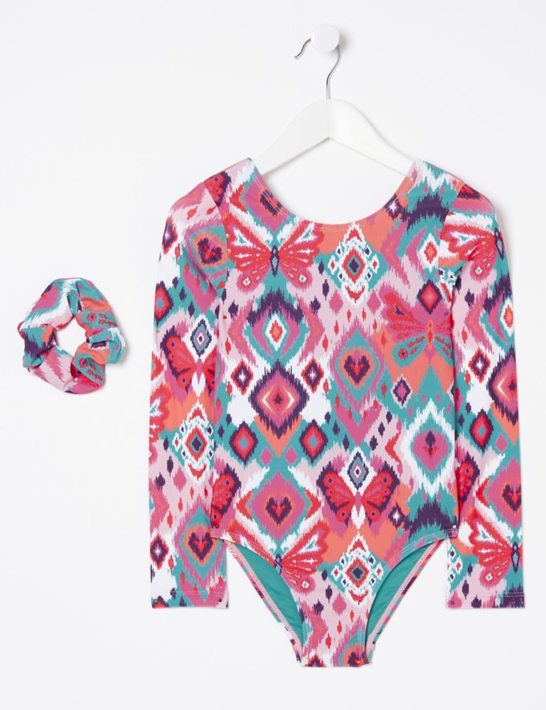 Butterfly Print Long Sleeve Swimsuit (3-13 Yrs) 2 of 4