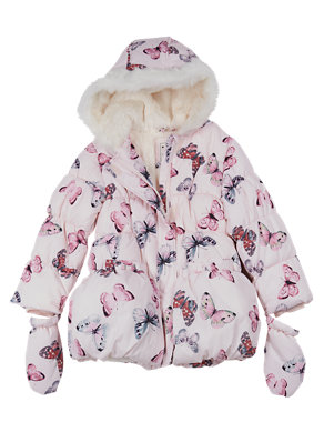Butterfly Print Padded Thermal Coat with Stormwear™ (1- 7 Years) Image 2 of 5