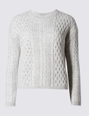 Button Back Cable Knit Jumper M S Collection M S