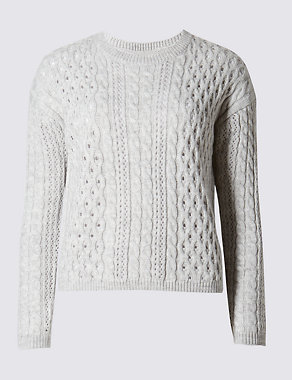 Button Back Cable Knit Jumper Image 2 of 3