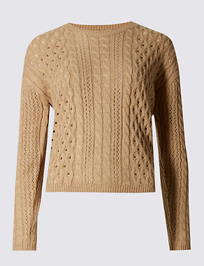 Button Back Cable Knit Jumper Image 2 of 4