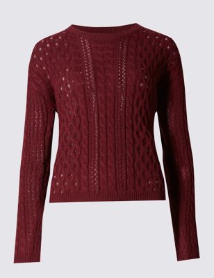 Button Back Cable Knit Jumper Image 2 of 8