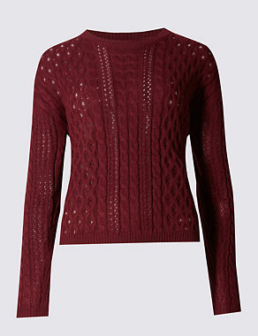 Button Back Cable Knit Jumper Image 2 of 8