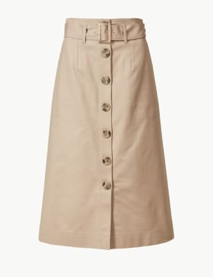 Button Detailed Fit & Flare Skirt | M&S Collection | M&S