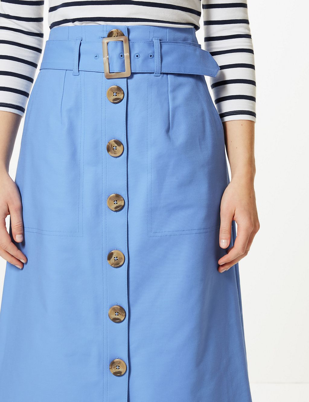 Button Detailed Fit & Flare Skirt | M&S Collection | M&S