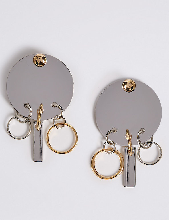 Button Disc Charm Earrings Image 1 of 2