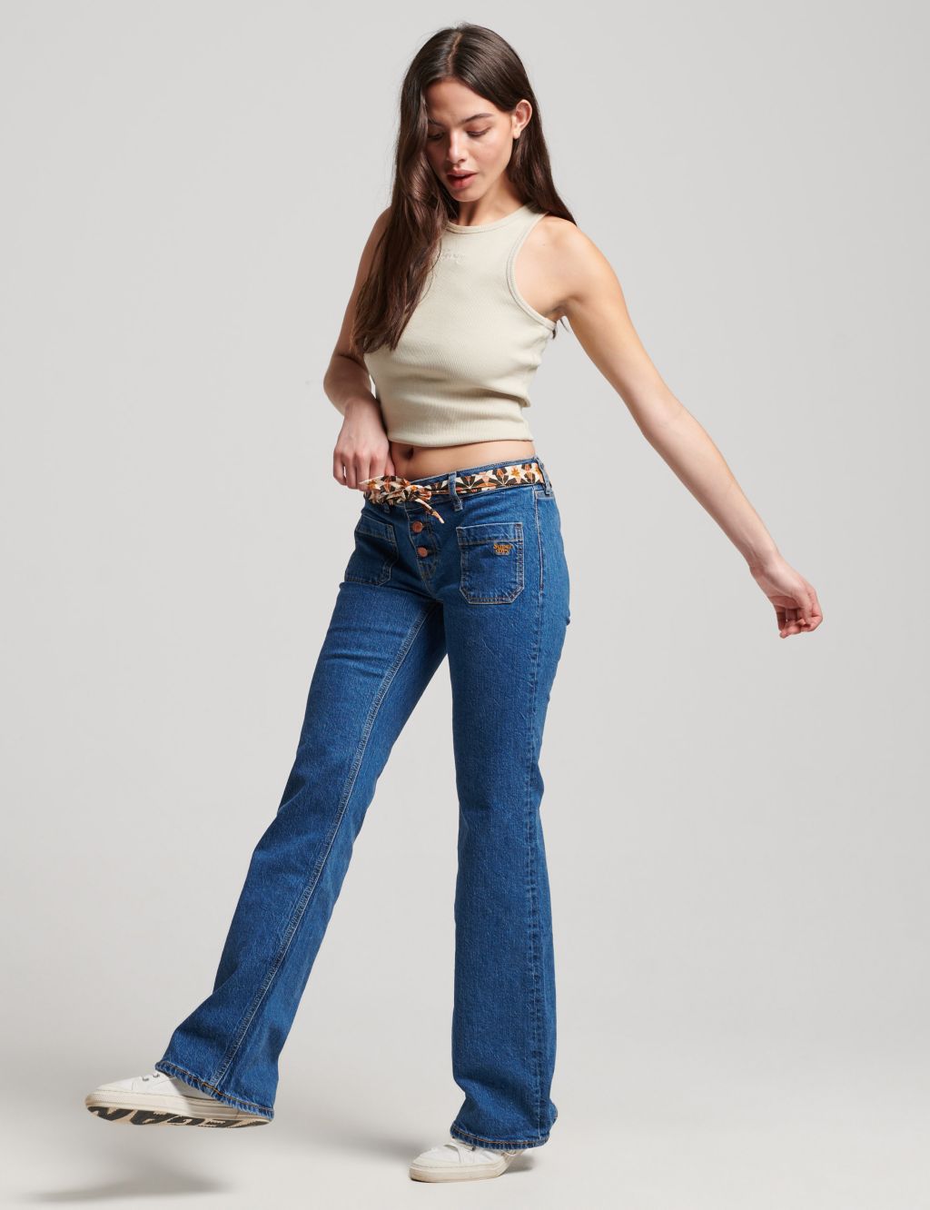 Button Front Flared Jeans 3 of 8