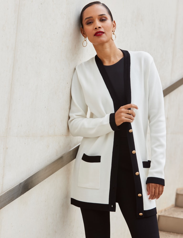 Longline button up cardigan discount