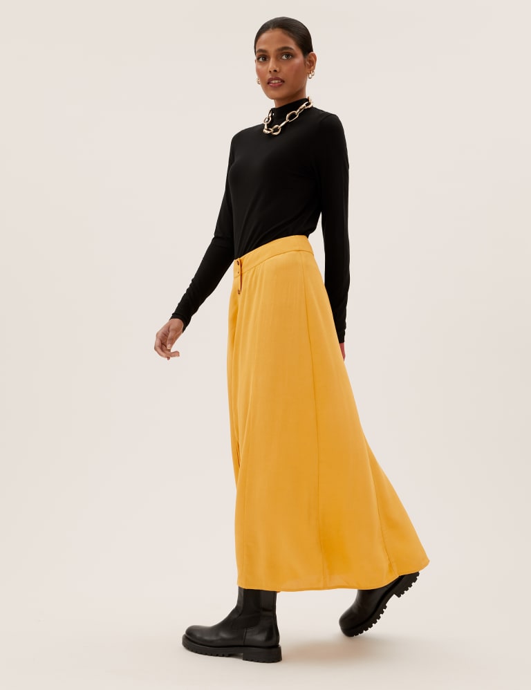 Button Front Maxi A Line Skirt M S Collection M S