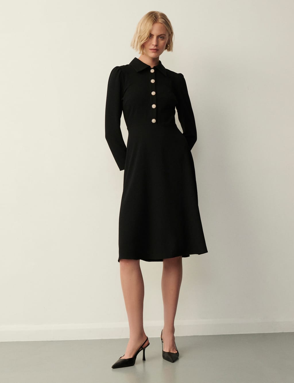 Button Front Midi Shirt Dress 3 of 4