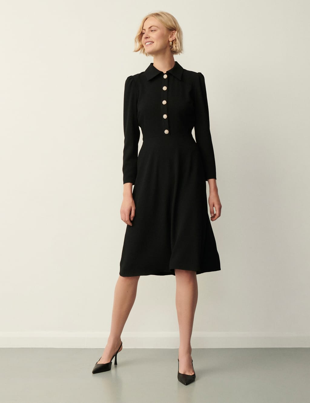 Melody button cheap through midi dress