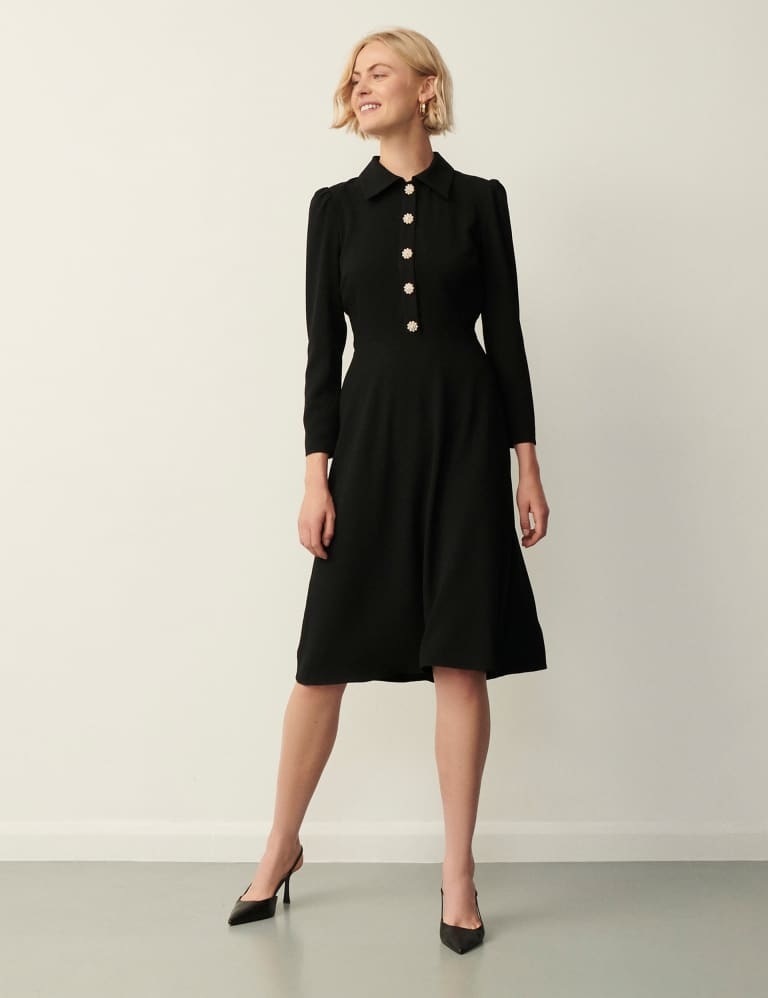 Button front midi store dress black