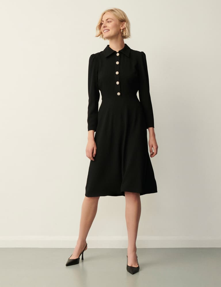 Button Front Midi Shirt Dress 2 of 4