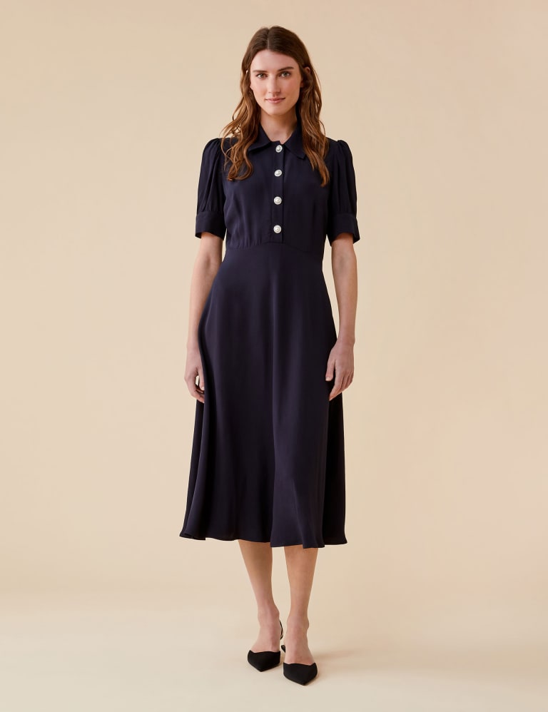 Button front midi dress short sleeve hotsell
