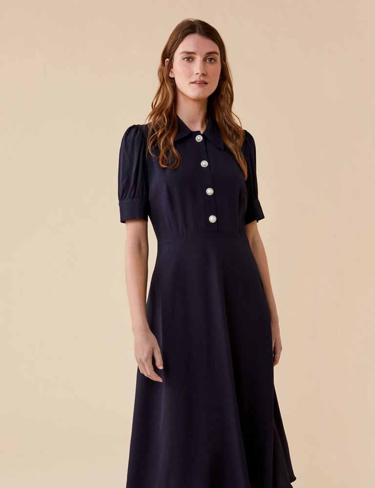 Button Front Midi Waisted Dress 3 of 5